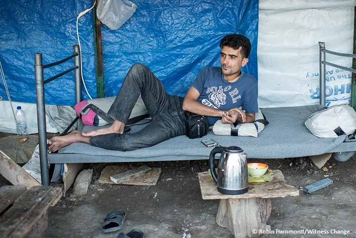 モリア･キャンプに勾留されているシリア人男性