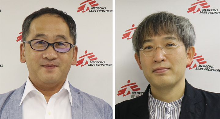 (左)国境なき医師団会長 久留宮隆 (右)作家 小野正嗣氏 🄫 MSF