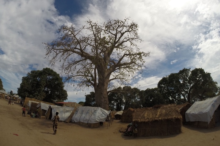 キャンプ内の居住区域。雨漏りを防ぐビニールシートがかけられていない小屋も多い　🄫 MSF/Amanda Bergman