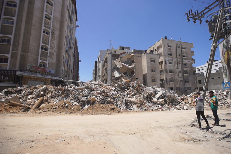 イスラエル軍の空爆により破壊されたガザ市内＝2021年5月19日　Ⓒ MSF