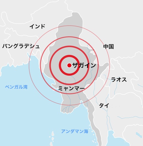震源付近の地図 Ⓒ MSF