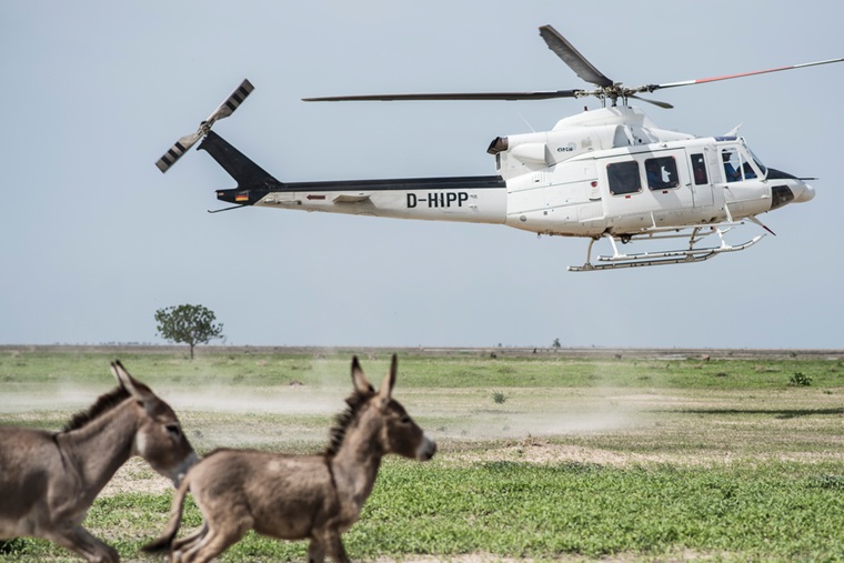 UNHASのヘリコプター　© Sylvain Cherkaoui/COSMOS