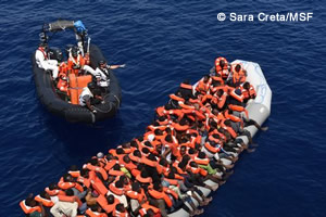 中東やアフリカから地中海をわたって欧州を目指す難民