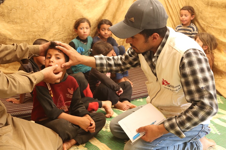 避難民の子どもたち。皮膚感染症が広がっている　© MSF