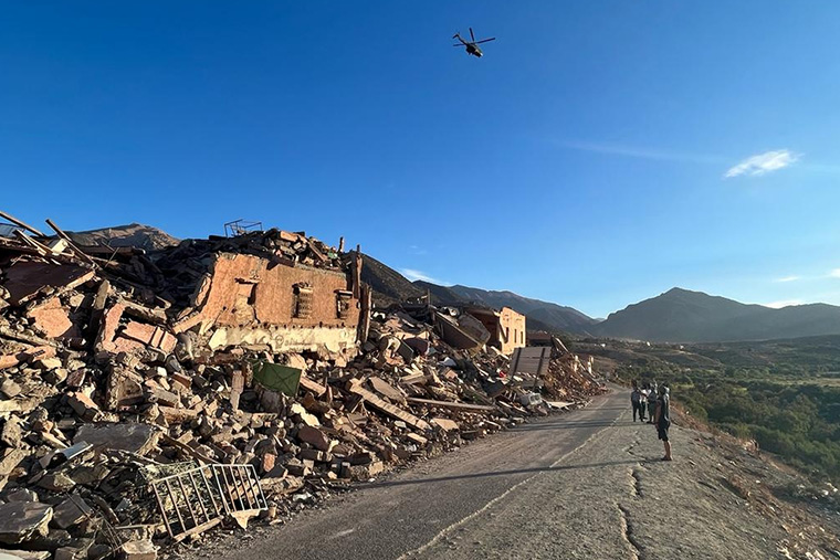 地震により多くの建物が倒壊し、甚大な被害を受けた=2023年9月12日 Ⓒ MSF/Freddy Liesner