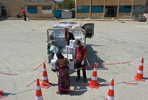 シリア北西部での衛生用品キットの配布<br> © MSF