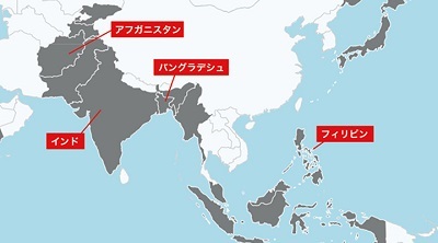 地図上のグレーの国・地域において新型コロナウイルスに<br> 関する活動を実施