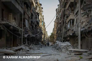 10月中旬の爆撃で廃虚となった街路