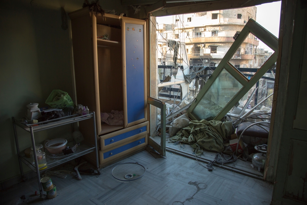 病院2階にある部屋の1つ。2013年以降、MSFは医薬品、消耗品と医療機器をアレッポ東部の医療施設に寄贈し続けている。