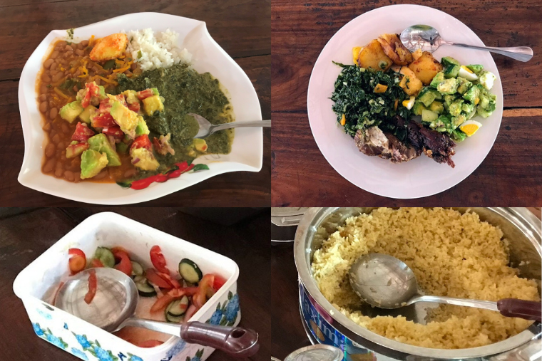 調理スタッフが用意してくれる食事。地元の食材が活かされている　© MSF 
