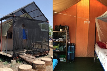 オールド・ファンガクでは海外派遣スタッフの宿舎はテント。<br> 宿舎の割り振りなど総務的な役割も担った 　© MSF