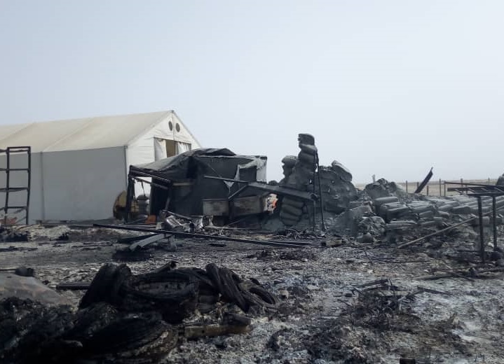ランの町で破壊されたMSFの施設（2019年1月15日撮影）© MSF