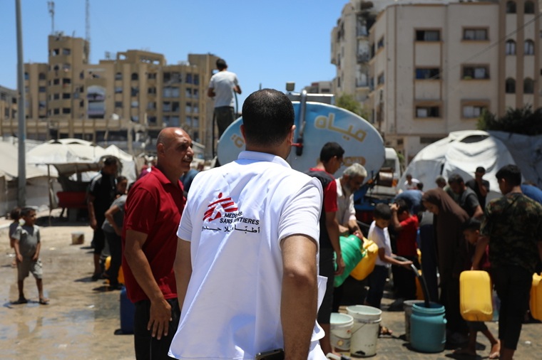 MSFは給水活動を行っているが必要量を満たすには足りていない＝2025年7月15日　© MSF