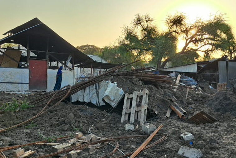 空爆を受けた、南スーダン・ジョングレイ州のMSFの病院＝2026年2月4日　© MSF