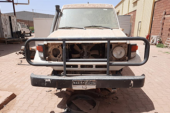 破壊されたMSFの車両　Ⓒ MSF 